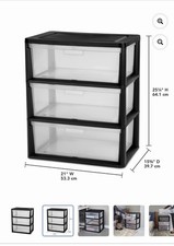Sterilite Plastic 3-Drawer Stackable Storage ...