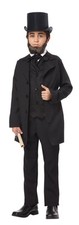 Abraham Lincoln Child Costume Outfit Jacket Top Hat Neck Tie Medium 8-10