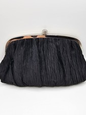 Vintage Formal Black silk Neiman Marcus Evening Clutch Handbag