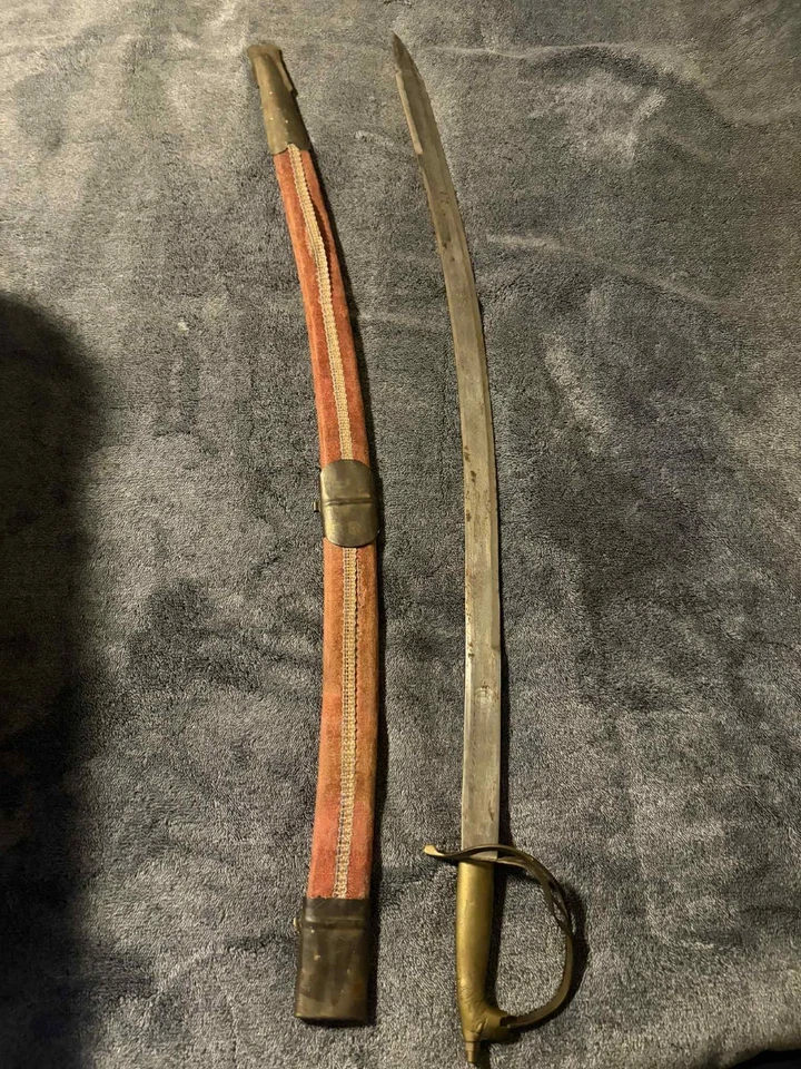 Vintage Sword Made in India Persian Red Velvet Sheath 20” Blade Antique Rare - Image 2 of 2