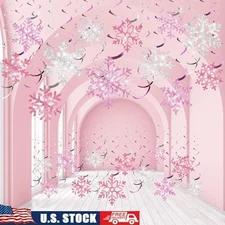 Snowflake Foil Swirl Decorations Hanging Party Decor Winter Festival Set 30pcs