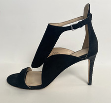 Nine West Black Leather Open Toe Party/Cocktail Stiletto Heels 3 Inch Size 7.5M