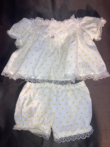 Vintage Cabbage Patch Kids/Doll Clothes Yellow Rosebud Dress & Bloomers (207)