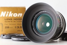 Near Mint: Nikon Ai Nikkor 28mm f3.5 Wide Angle MF Lens F Mount w/Hood JAPAN