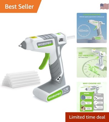 7.2V Cordless Hot Melt Glue Gun, Rechargeable Fast Preheating Glue Gun Kit wi...