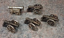 5 x Brass & Pewter Miniature Cannons Length 40 mm Unknown Make 