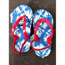 Cat and Jack Kids Toddler Sandals Flip Flops Blue Tie Dye Red Strap Size M 7/8