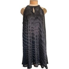 Nine West Women's XXL Black Silver Metallic Halter Sleeveless Dress