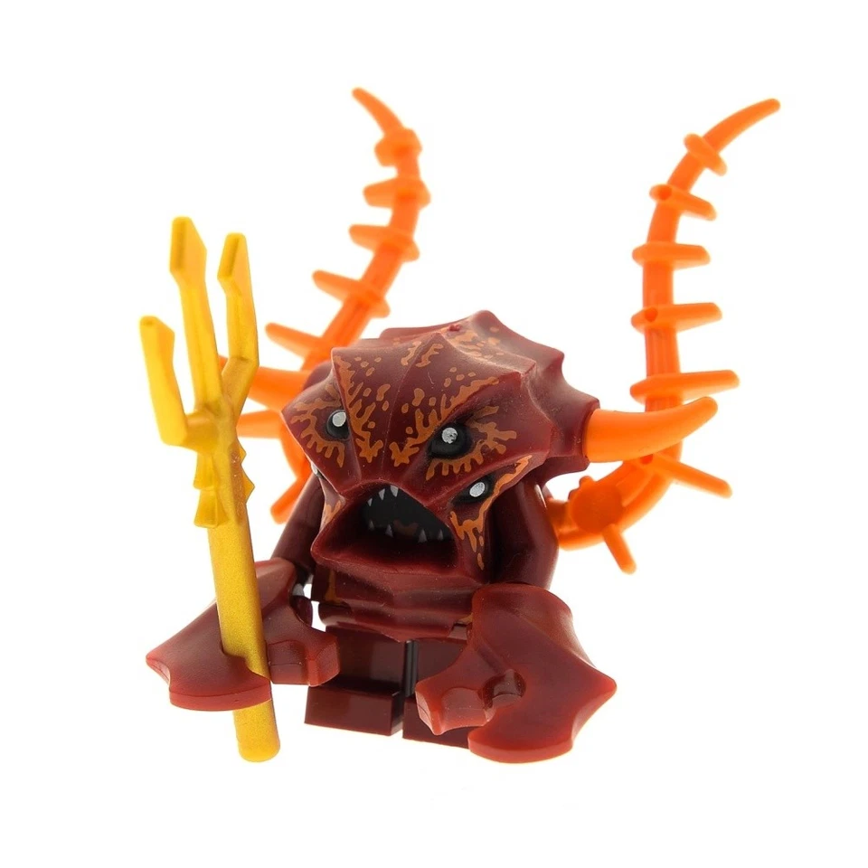 1x Lego Minifigur Atlantis Lobster Guardian rot Wache Dreizack 7985 92944 atl019