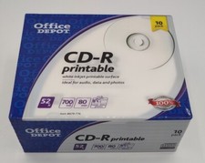 CD-R 10 Pack Printable  52X 700mb 80 min New Office Depot  NEW