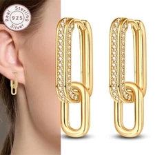 KUNSIR 925 Sterling Silver Interlocking Square Hoop Earrings for Women Birthday
