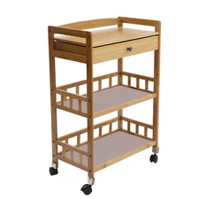 3 Layers Entertainment Kitchen Cart Countryside Handrail Fence Cart with Drawer