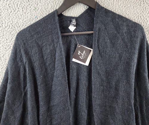 Echo Core Featherweight Ruana Women's One Size Black Frayed edges - Picture 3 of 15