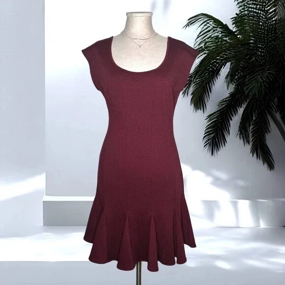 PALM ANGELS Abito CATHERINE MALANDRINO Peplum orlo svolazzante linea A marrone scollo a scoop 4