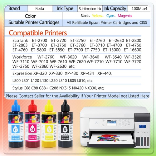 Bundle A-SUB Sublimation Paper 8.5x11 + KOALA Sublimation Ink for Epson Printers - Afbeelding 8 van 13
