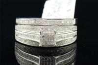 Damen .925 Sterlingsilber Rundschliff Diamant Verlobungsring Hochzeit Braut Set