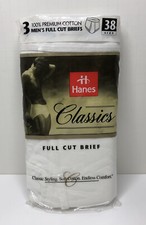 Vintage 1998 Hanes Classic Mens Full Cut Briefs 3-pack White Underwear Sz 38 New