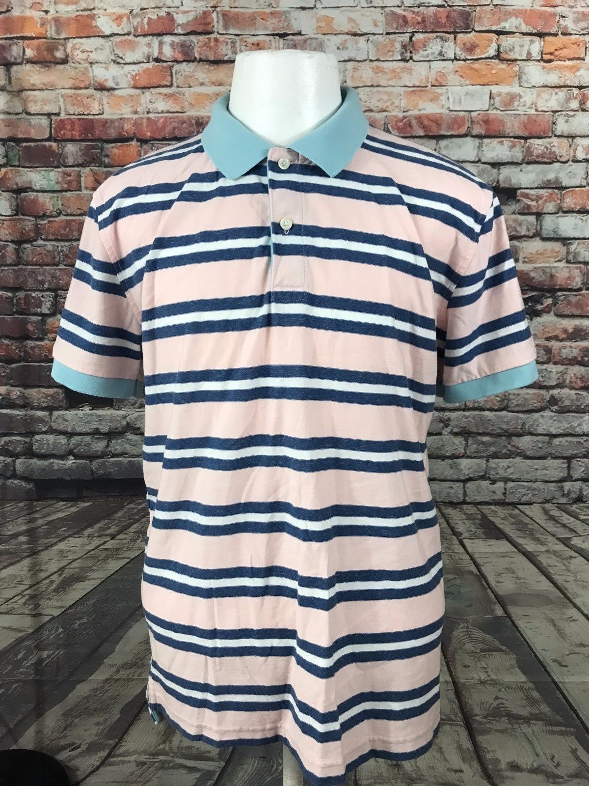 BROOKS BredHERS PINK STRIPED COTTON POLO SHIRT SIZE XL A17-30 BROOKS BredHERS PINK STRIPED COTTON POLO SHIRT SIZE XL A17-30