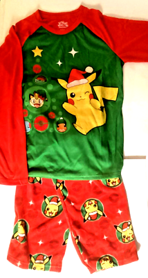 POKEMON Christmas Flannel PJs Pajamas Sizes 4/5 6/7 14/16 PIKACHU Santa