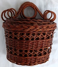 WALL MOUNTED WICKER & RATTAN BASKET SET OF 3 - BRAND NEW - FARMHOUSE STYLE