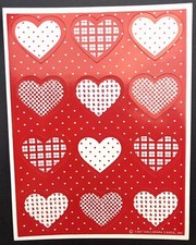 Vintage 1987 Hallmark Valentines Day Hearts Sticker Sheet