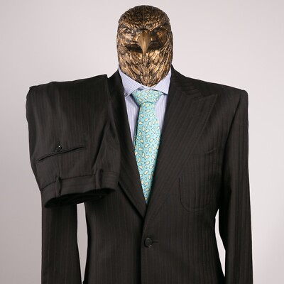 NWT $3250 PATRICK HELLMANN Pure Wool Striped Suit Black/Red 40US/50IT LONG
