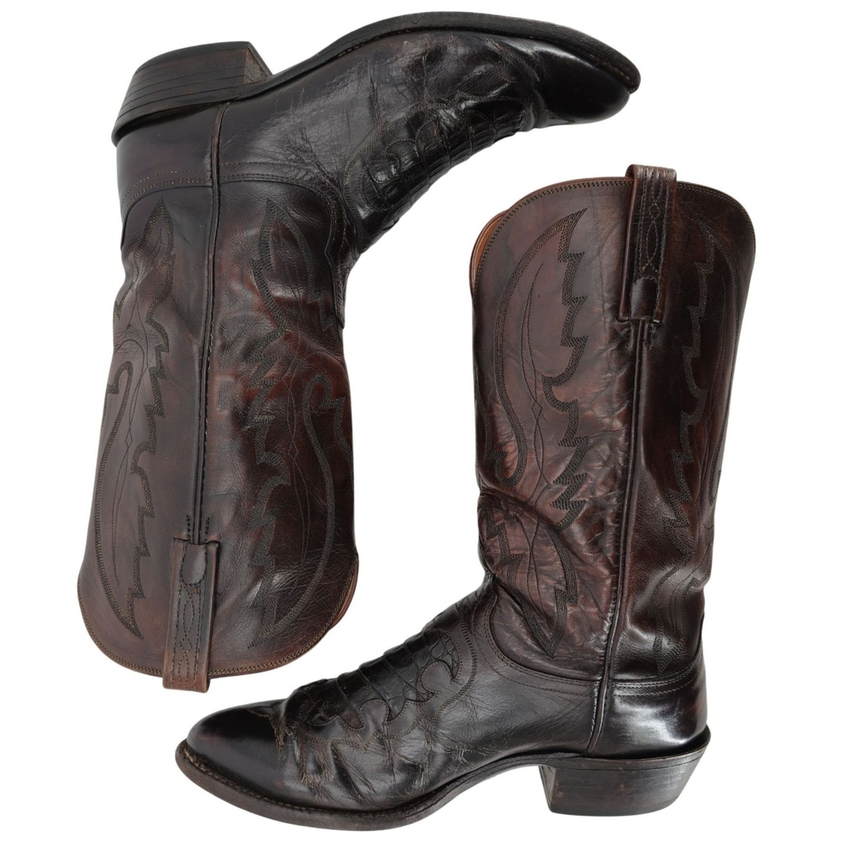 Lucchese 1883 Exotic Dark Brown Crocodile Inlay Cowboy 