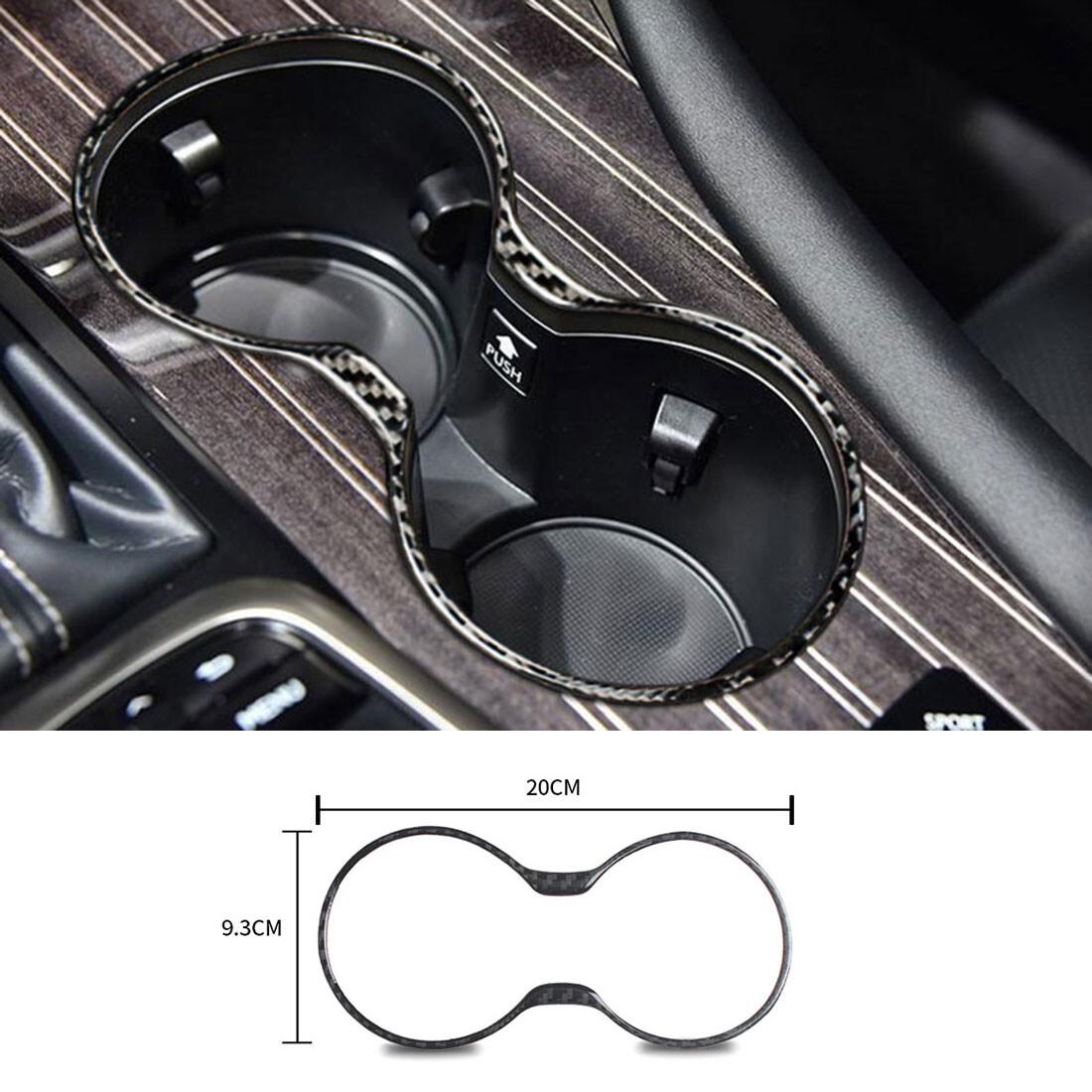 Carbon Fiber Car Interior Water Cup Holder Frame Cover Trim For Lexus