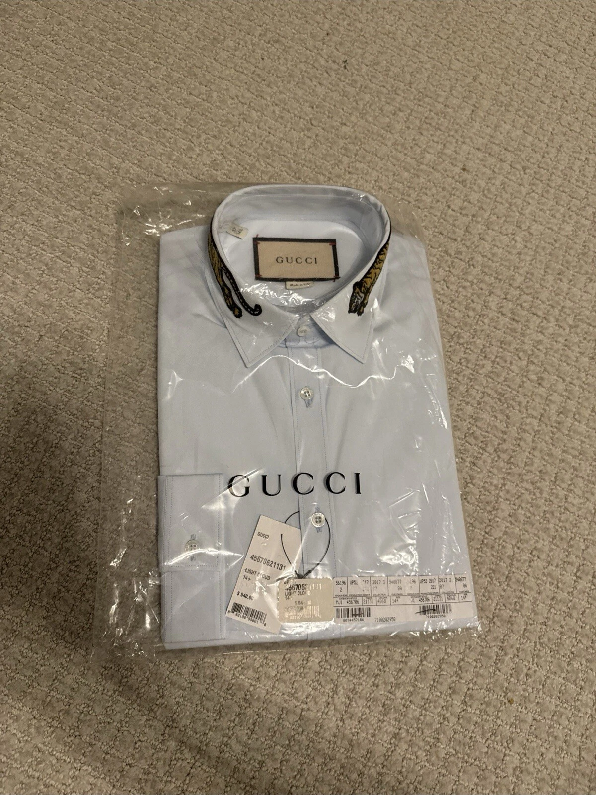 NEUF   CHEMISE GUCCI BLEU CLAIR TAILLE 37
