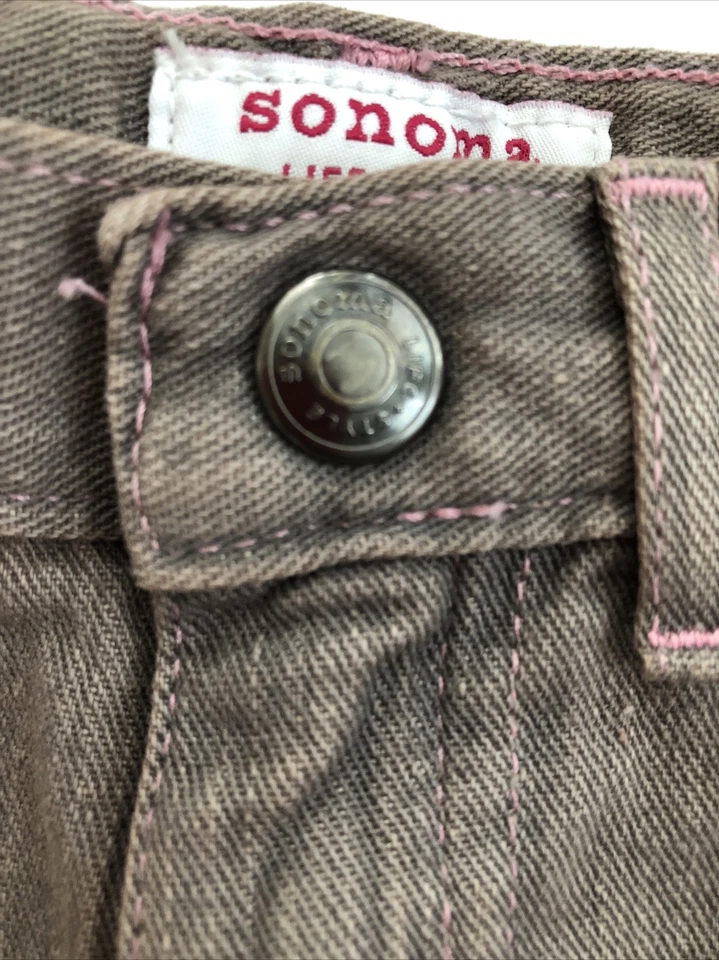 NUEVO CON ETIQUETAS SONOMA Life + Style Marrón 5 Bolsillos Denim Bebé Niña Jeans (24M) Con Ajuste/Cintura Foto 4 de 4