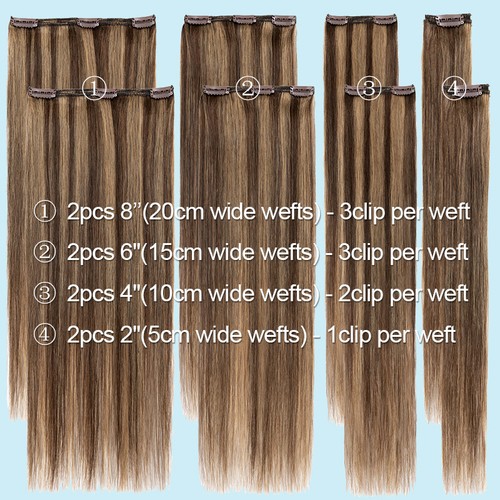 Doppelt Tressen Dick Weft Echthaar Clip in Extensions Haarverlangerung Balayage - Bild 6 von 38