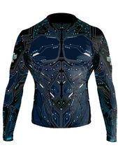 Raven Fightwear Men's Cybernetic Rash Guard MMA BJJ Blue 
