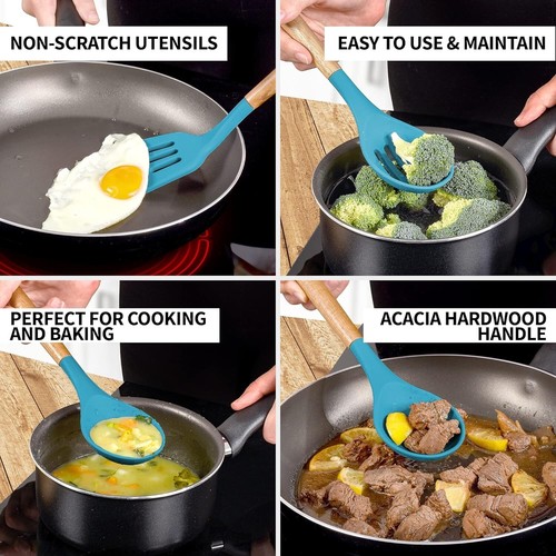 Zulay Kitchen Utensils Set - Non-Stick Silicone Cooking Utensils Set with Authen - 第 3/8 張圖片