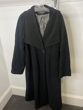 Utex Design Cashmere Wool Fringe Coat Black Large