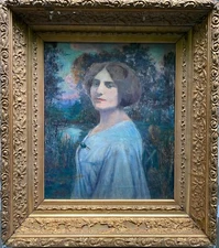 Art Nouveau - French School - Symbolist Portrait With Thistles, 1907 - Signed