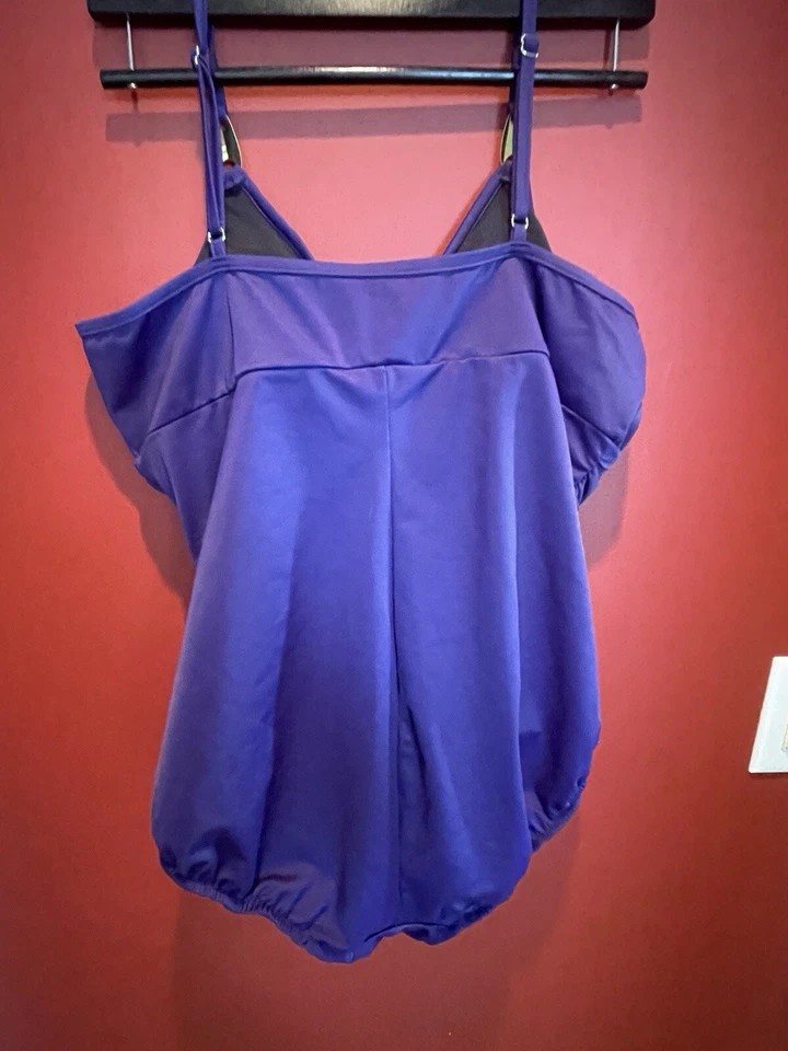 Traje de baño Croft & Barrow de una pieza para mujer talla 16 violeta oscuro, nuevo sin remolcador Foto 2 de 4