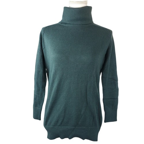 Lands' End Damen Rollkragen Pullover Gr. XS/P 2-4 Wollmischung dunkelwaldgrün - Bild 2 von 11