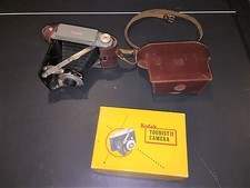 KODAK TOURIST II FOLDING CAMERA IN BROWN LEATHER CASE w/Box