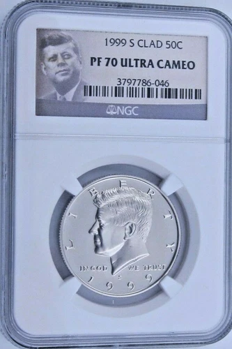 1999 S Clad Proof Kennedy Half Dollar - NGC PF 70 Ultra Cameo - Guide $85.00