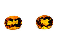 Pair 11x9mm Natural Madeira Citrine Oval AAA Loose Matched Brazil