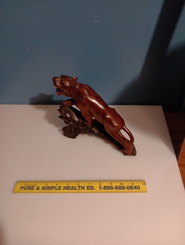 chinese Vintage Tiger Carved Boxwood - Picture 9 of 11