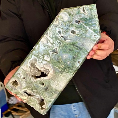 10.05LB Natural water grass agate wide column Obelisk quartz crystal sample colu - 第 4/11 張圖片