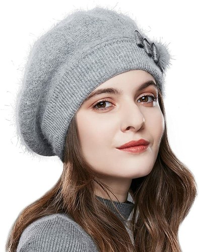 Angora Wool Classic Beret Beanie 