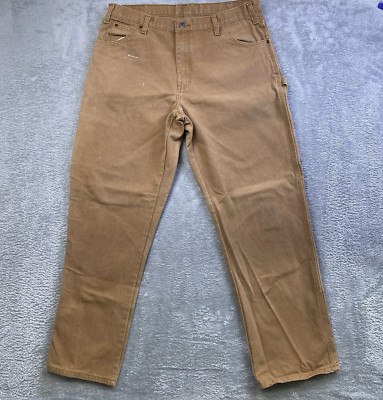 Dickies Jeans Men Sz 36x32 Brown Canvas Cotton Carpenter Painter Work Pants