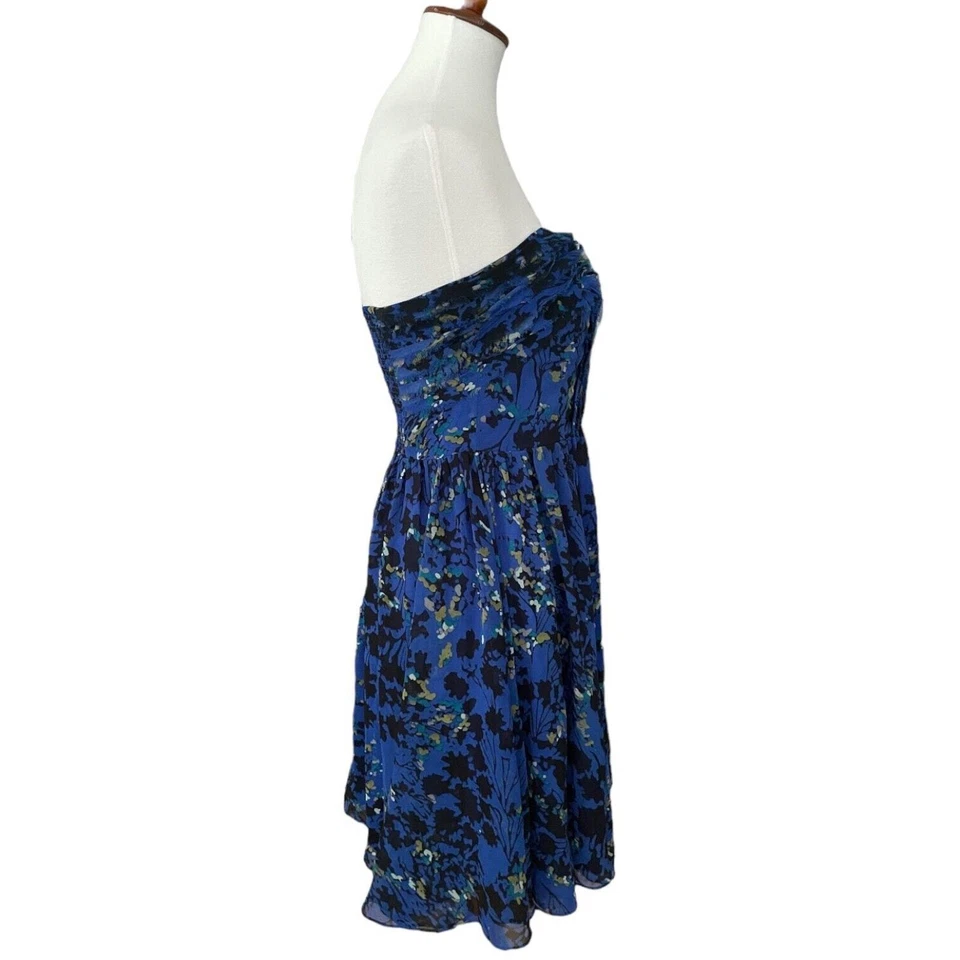 Vestido MM Couture Azul Negro Sin Tirantes Cóctel Calce Ajustado y Acampanado Para Mujer Mediano Foto 3 de 4