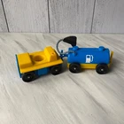 Vintage Fisher-Price Little People Blue Yellow Baggage Carrier Fuel Tank Airport