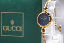 [Exc+5] Vintage GUCCI 2700L 20mm Black Dial Gold Quartz Women`s Watch Japan