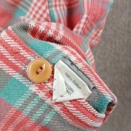 Wallace & Barnes Flannel Button Up Shirt Men’s M Peach Plaid Double Pocket - Picture 9 of 11