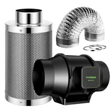 Aerozesh 6 In. 405 CFM Smart Inline Duct Fan Kit with Carbon Filter and Ducting