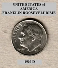 1986 D - Denver, Roosevelt 10¢ Dime "Circulated" Actual Coin Shown **FREE S&H**